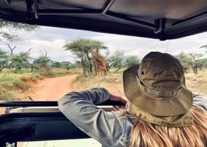 Tourist on game drive